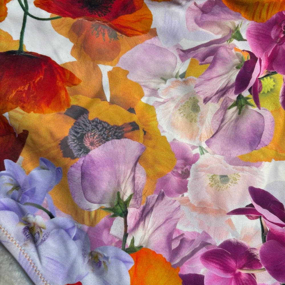 NWT Aerie Bikini Bottom Large Bright Orange Pink Floral Full Coverage Stretch - Picture 5 of 9